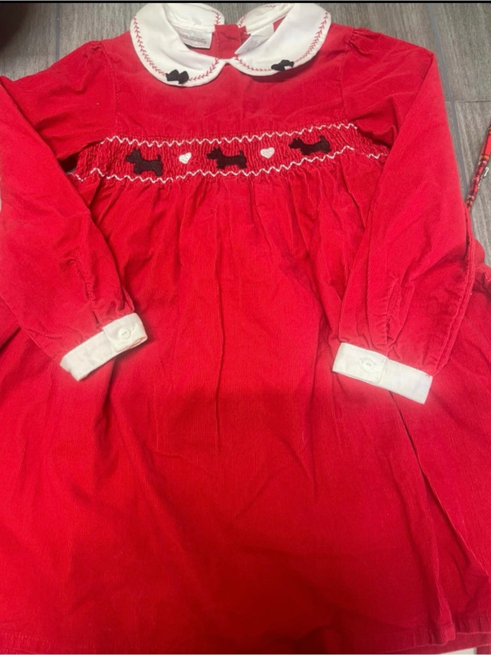 Youngland Red Corduroy Girls' Dress with White Collar